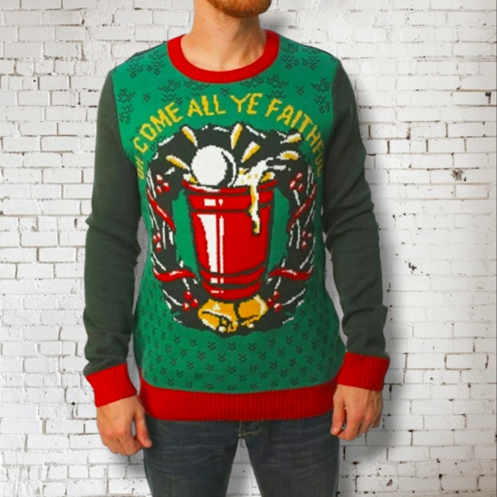 UGLY CHRISTMAS SWEATER Co Unisex Multicolor "OH COME ALL YE FAITHFUL"